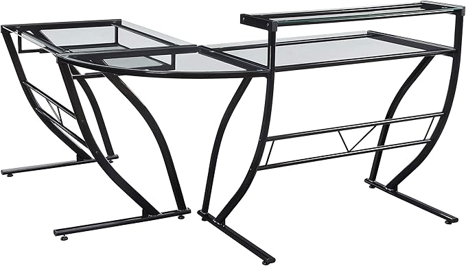 OSP Home Furnishings Constellation L Shaped Home Office Gaming Editing Desk, Black