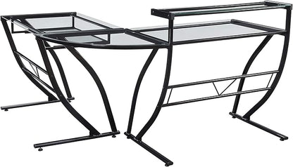 OSP Home Furnishings Constellation L Shaped Home Office Gaming Editing Desk, Black