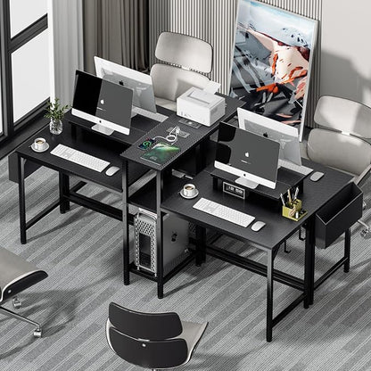 Furologee Charging Station for Black 2 Penson Desk with LED Lights and Monitor Stand