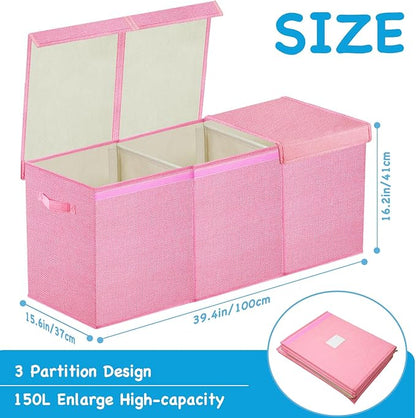 Large Toy Box Chest,Big Toy Storage Organizer,Storage Bins with Lids,Stuffed Animal Storage,Toy Bins for Kids Extra Large,Toddlers,Baby,Girls,Nursery,Living room,playroom(Pink)