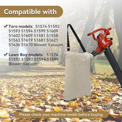 127-7040 Leaf Blower Vacuum Bag Compatible with Toro 51574 51592 51593 51602 51609 51581 51558 - Metal Bottom Zip Debris Collection Vac Bag Replaces 137-2336 108-8994 - 2 Pack