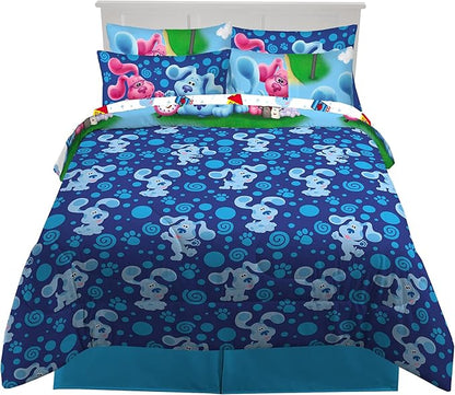 Franco Kids Bedding Super Soft Comforter and Sheet Set with Sham, 7 Piece Full Size, Blues Clues