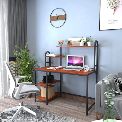 Anivia Computer Desk with Hutch and Shelves, 47'' Home Office Desk with Adjustable Bookshelves, Writing Desk PC Study Table Workstation for Small Spaces