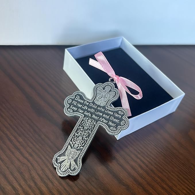 Cathedral Art CM7 Baby Girl Cross Crib Medal, 3-Inch High, Metal