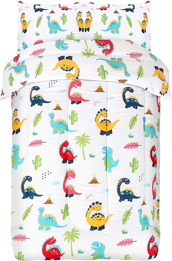 Utopia Bedding All Season Dinosaur Comforter Set with 2 Pillow Cases, 3 Piece Soft Brushed Microfiber Kids Bedding Set for Boys/Girls, Machine Washable (Twin)