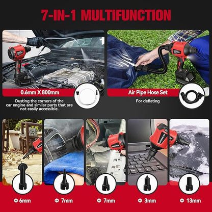 Cordless Dust Blower for Milwaukee m18 Battery, LIVOWALNY Leaf Blower Brushless Handheld Air Blower Sawdust Blower 447 MPH/39 CFM for Sawmill Room, Workshop Cleaning, Home Improvement (No Battery)