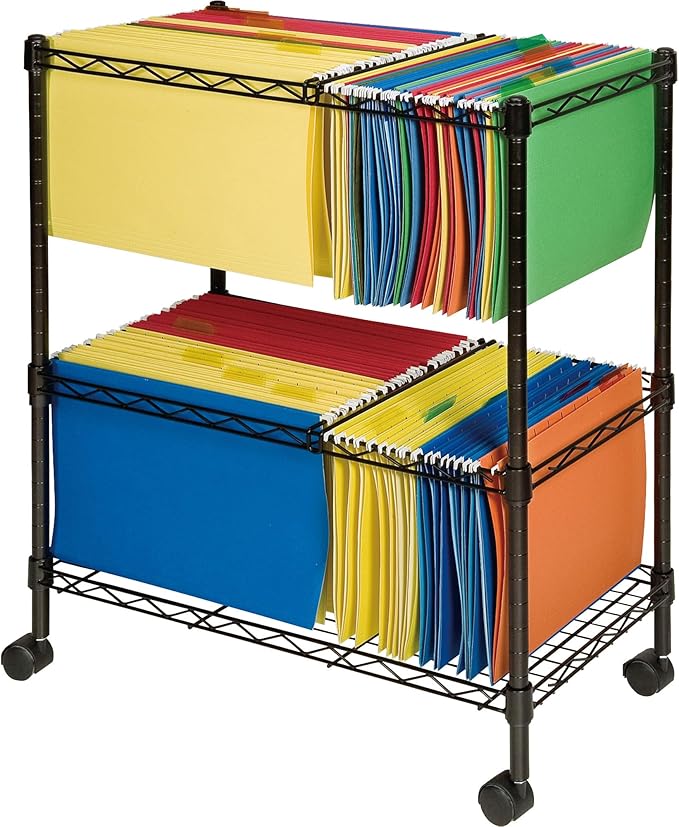 Lorell® Mobile Wire File Cart, 2-Tier, Black