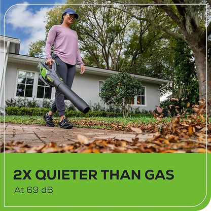 Greenworks 60V 610 CFM Cordless Leaf Blower, 2.5 Ah Battery and Rapid Charger