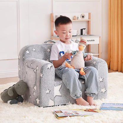 Tiita Kids Foam Chair, Star - Children Sofa with Armrest, Lightweight, Portable, Removable Cover, Side Pockets, Special Design for Girl or Boy
