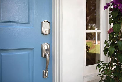SCHLAGE Encode Smart Wi-Fi Deadbolt with Camelot Trim in Satin Nickel