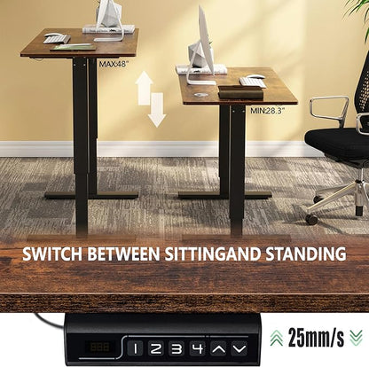 soges 63in Electric Standing Desk Ergonomic Height Adjustable Computer Desk Sit Stand Desk Home Office Desks Standing Desk, Vintage Brown
