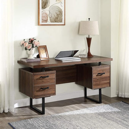 NicBex Laik-DW-00005-DX Desks, 59" W x 23.6" D x 30" H, Brown