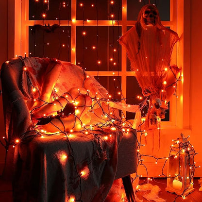 Toodour Halloween Orange Lights, 131ft 350 LED Plug in Halloween String Lights with 8 Modes and Timer, Connectable Outdoor Halloween Lights for Home, Party, Indoor Halloween Decor