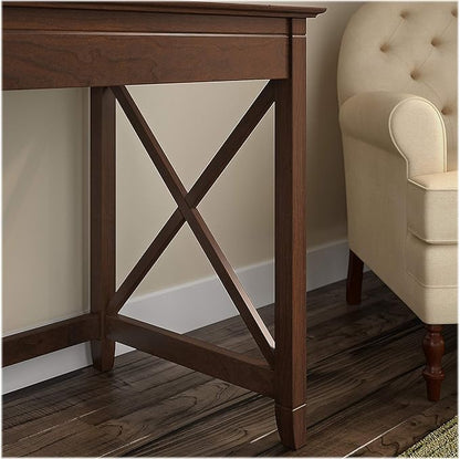 Bush Furniture Key West 60W L Shaped Desk with 2 Drawer Mobile File Cabinet in Bing Cherry