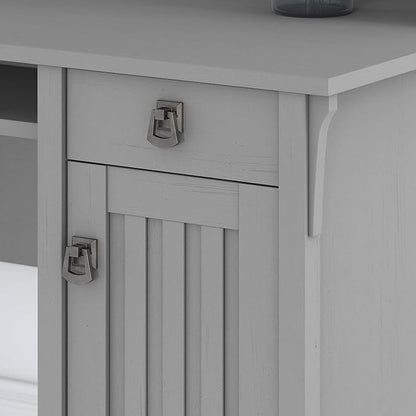Bush Furniture Salinas 60W L Shaped Desk with Hutch and 5 Shelf Bookcase in Cape Cod Gray