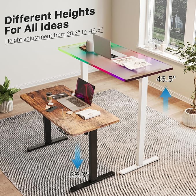 JOYSEEKER Electric Standing Desk Frame Workstation,Stand up Desk legs Height Adjustable,Ergonomic Sit Stand Desk Base for 39 to 63 inch Table Tops,Black