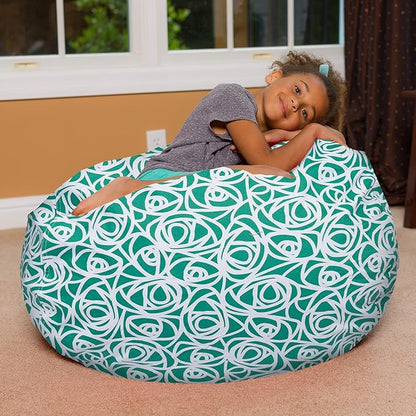 Posh Creations Bean Bag Chair for Kids, Teens, and Adults Includes Removable and Machine Washable Cover, 38in - Large, Canvas Roses Mint