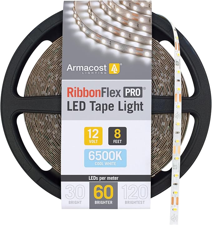 Armacost Lighting RibbonFlex Pro LED Tape Light, Daylight (6500K), 60LEDs/M, 8.2' (2.5M) 12V, 182211
