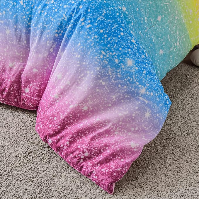 Holawakaka Space Star Ombre Comforter Set Ombre Multi-color Gradient Bedding Set Twin Size (Multi-color, Twin)