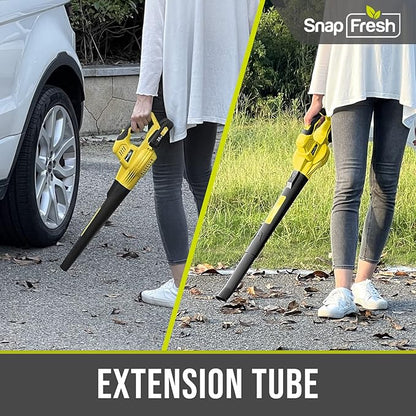 SnapFresh Leaf Blower - 20V Leaf Blower Cordless with Battery & Charger, Electric Leaf Blower for Lawn Care, Battery Powered Leaf Blower Lightweight for Snow Blowing(Yellow)