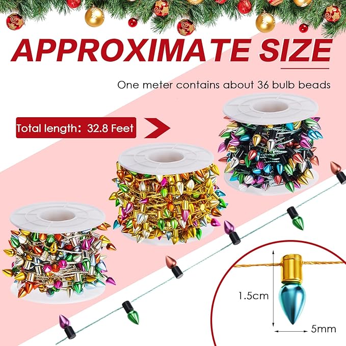 Tuanse 590 Inch Christmas Lights Miniature String Light Accessories Fake Light String Fairy Lights 3 Pieces Christmas Decoration for Xmas Furniture Accessories