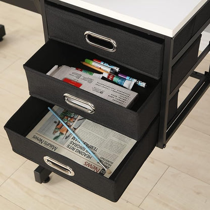 NicBex Laik-DW-00016-DX Desks, 45.67" W x 23.6" D x 29.5" H, White+Black