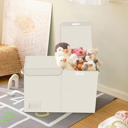 GRANNY SAYS Toy Chest with Lids, Foldable Toy Storage Organizer with Handles, Stuffed Animal Storage for Nursery Room Playroom, Living Room, Large Toy Box for Boys and Girls, Light Brown