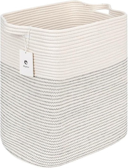 Cloth Large Blanket Basket,Storage Basket Bins Rectangle Small Woven Baskets for Storage, Nursery Cotton Rope Basket Living Room, Toy Basket For Organizing, Clothes Laundry Baskets set of 2