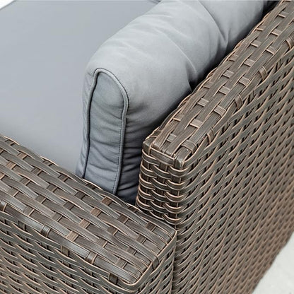 6 Piece Patio Outdoor Furniture Rattan Wicker Conversation Sofa Set with Removeable Cushions and Tempered Glass Table Top for Garden Yark, Lawn, Backyard, Brown