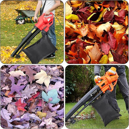 OwnMy Universal Leaf Vacuum Blower Bag Black Leaf Vacuum Bag Leaf Blower Replacement Bag with 3 Fasten Ties, Adjustable Leaf Blower Mulcher Bag Bottom Debris Zipper Bag Fallen Leaves Collection Bag