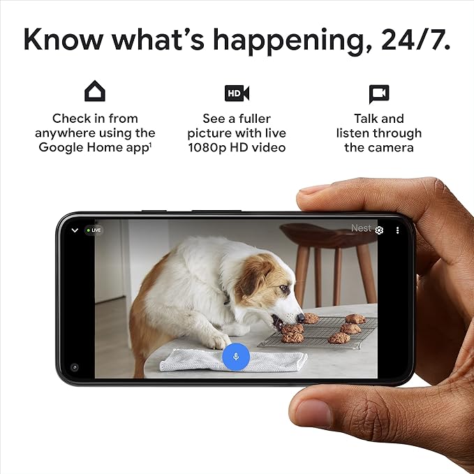 Google Nest Security Cam (Wired) - 2nd Generation - Linen, 1080p, Motion Only