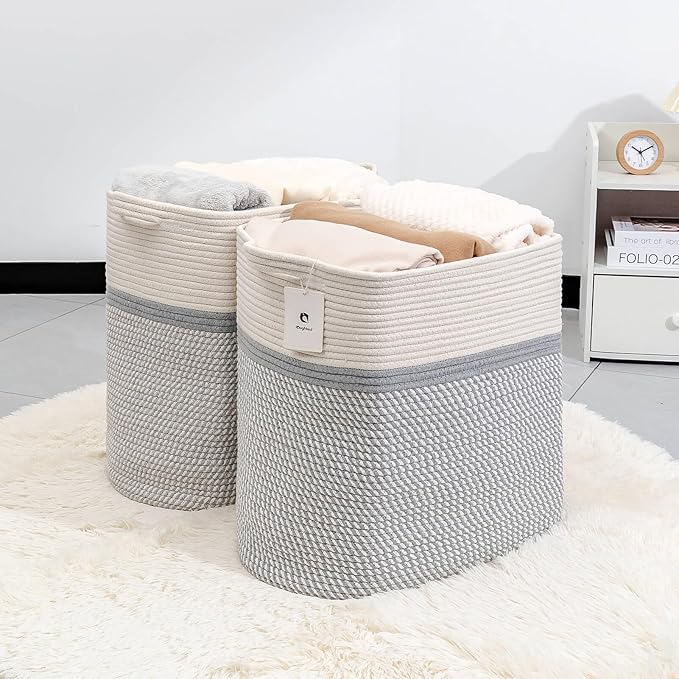 Square laundry basket Clothes Hampers for Laundry Kids Woven BasketsStorage Blanket Large Dog Toy Baskets for Organizing Slim Rectangular with Shoe Handles For Rectangle Baske Nursery