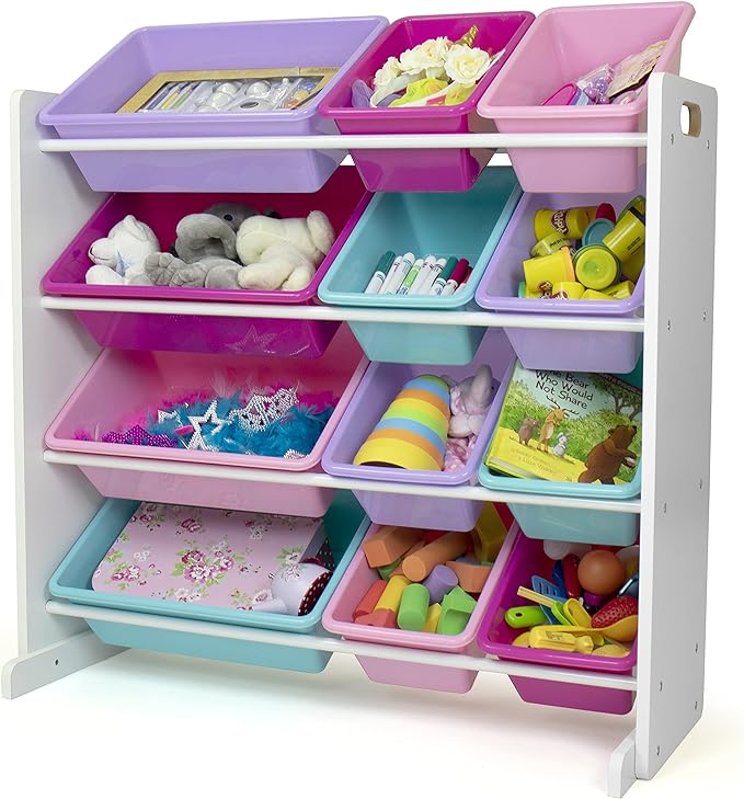 Humble Crew Toy Storage Organizer, White/Pink/Purple/Turquoise 34x11x31 inches,12x9x6 inches,16x12x6 inches