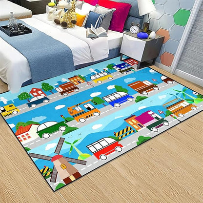 Car Carpet for Kids Kids Rugs for Playroom Car Track Rug Road Rug for Kids Car Play Rug Road Carpet for Toy Cars Car Track Rugs for Boys Car Rug for Boys Room 5'×7'