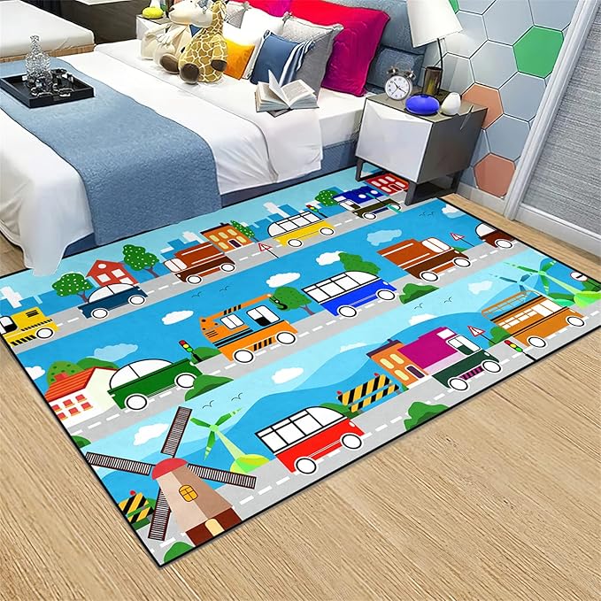 Car Carpet for Kids Kids Rugs for Playroom Car Track Rug Road Rug for Kids Car Play Rug Road Carpet for Toy Cars Car Track Rugs for Boys Car Rug for Boys Room 3'×5'