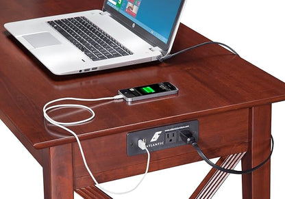 AFI 48" Solid Wood Writing Desk - Sturdy X Design - Home Office Desk with Drawer, Laptop Computer Work Study Table with USB Charger Walnut