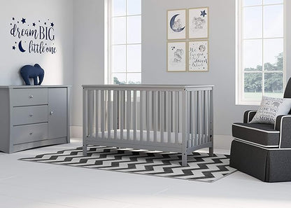 Storkcraft Hillcrest 4-in-1 Convertible Crib (Pebble Gray) - Converts to Daybed, Toddler Bed, and Full-Size Bed, Fits Standard Full-Size Crib Mattress, Adjustable Mattress Support Base