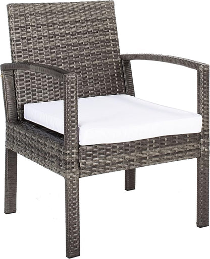 SAFAVIEH Outdoor Collection Bassey Grey Brown/White Cushion 4-Piece Conversation Patio Set PAT7507C