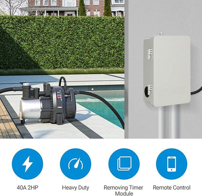 DEWENWILS Pool Timer, WiFi Timer Switch, Heavy Duty 40A 120-277 VAC 2HP, Compatible with Smart Phone, Alexa, Google Assistant, ETL Listed Milky