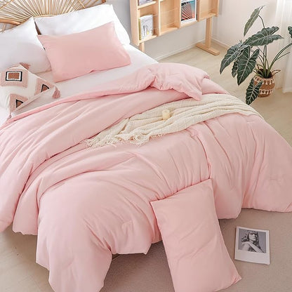 Blush Pink Full Bed Comforter Set Full Size Comforter Modern 3PCS Microfiber Full Size Comforter Sets for All Season Comforter for Women and Girls Soft Lightweight Bed Comforter Set