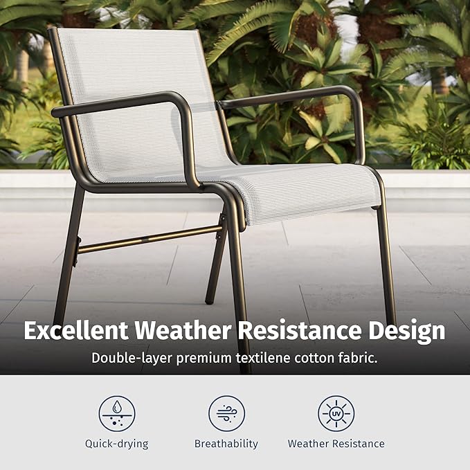 EAST OAK 4-Piece Patio Furniture Set, Waterproof Outdoor Furniture Set, Patio Sofa with Coffee Table for Balcony or Porch, 4 Seats Patio Conversation Sets for Backyard in Grey