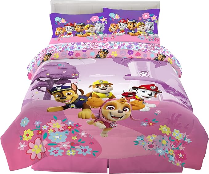 Franco Kids Bedding Super Soft Comforter and Sheet Set, 5 Piece Full Size, Paw Patrol Girls