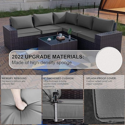 Kullavik 13PCS Outdoor Patio Furniture Set with 43" 55000BTU Gas Propane Fire Pit Table PE Wicker Rattan Sectional Sofa Patio Conversation Sets,Grey