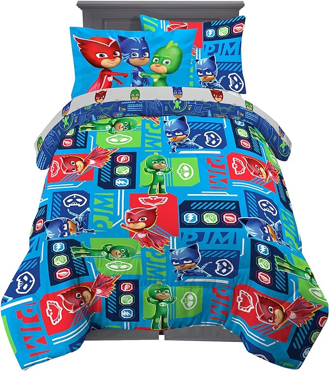 Franco Kids Bedding Super Soft Comforter and Sheet Set with Sham, 5 Piece Twin Size, PJ Masks