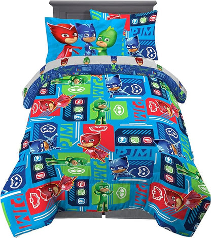 Franco Kids Bedding Super Soft Comforter and Sheet Set with Sham, 5 Piece Twin Size, PJ Masks
