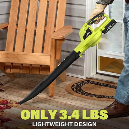 SOYUS Leaf Blower, 20V Leaf Blower Cordless with 2x2.0Ah Battery and Charger, 150 MPH Electric Leaf Blower with Two-Speed Mode, Blowers for Lawn Care, Debris Dust Cleaning(Green)