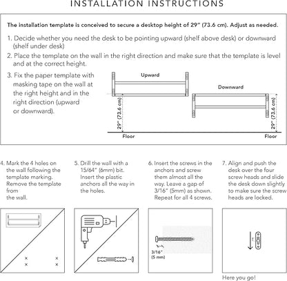 Reversible Wall Desk, White Floating Desk with Wall Mounted Shelf for Computer, Home, Office, Bedroom, Living, Kitchen and Study - L