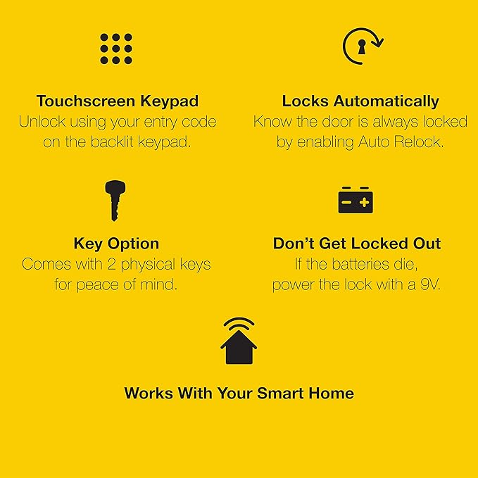 Yale Assure Lever Entry Door Lock with Wi-Fi Connected Touchscreen, Satin Nickel Smart Keypad Door Lock with Handle, Back-Up Key, and Z-Wave Compatibility, YRL226-ZW2-619