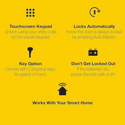 Yale Assure Lever Entry Door Lock with Wi-Fi Connected Touchscreen, Satin Nickel Smart Keypad Door Lock with Handle, Back-Up Key, and Z-Wave Compatibility, YRL226-ZW2-619