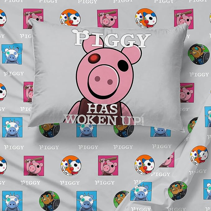 Jay Franco Piggy Join US 5 Piece Twin Size Bed Set - includes Comforter & Sheet Set - Super Soft Fade Resistant Polyester (Official Piggy Product)